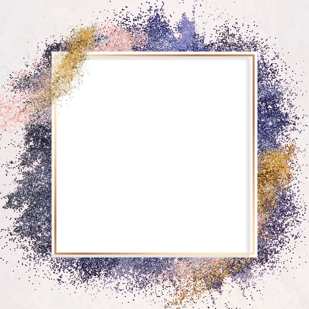 Purple glitter frame vector festive background