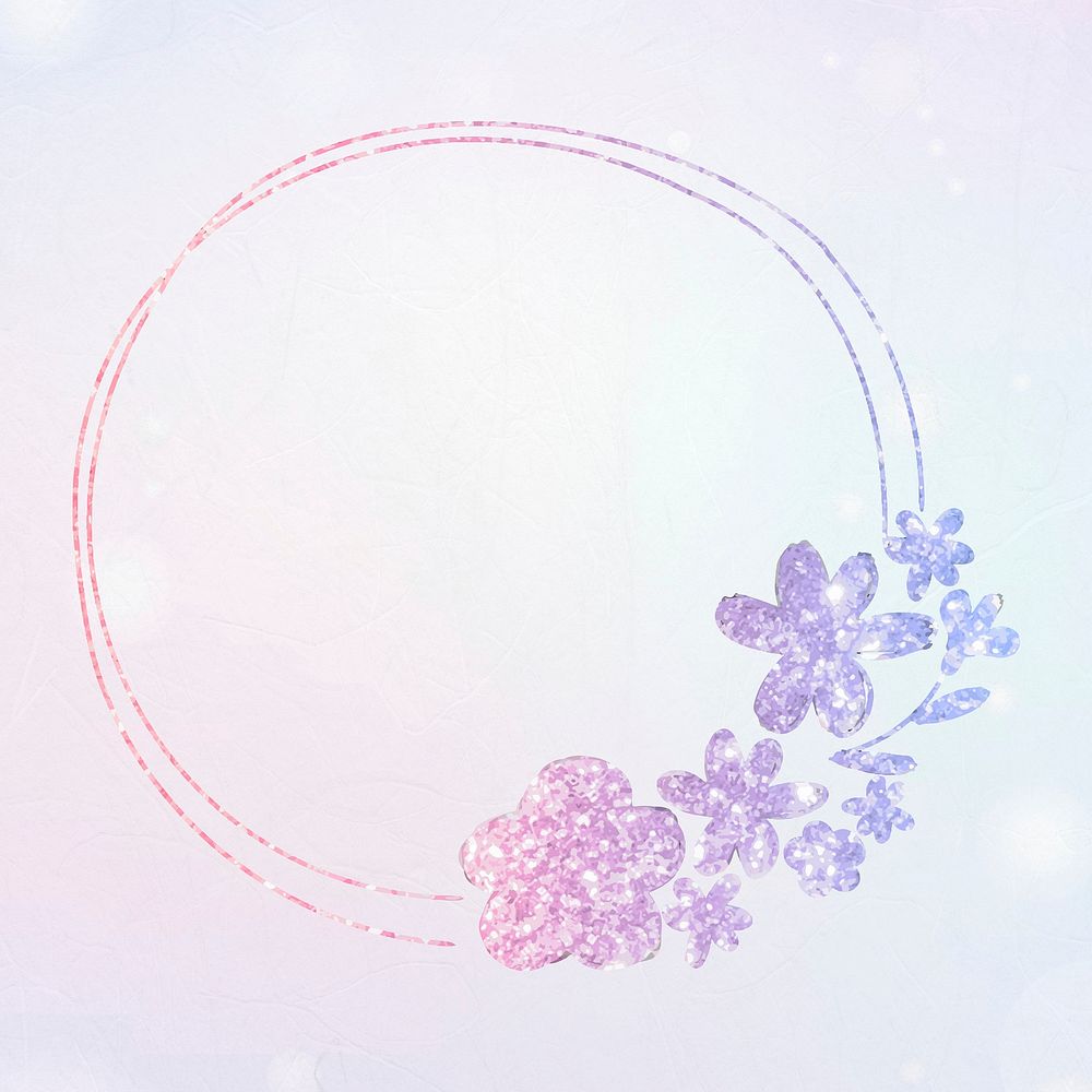 Vector floral wreath glitter border 