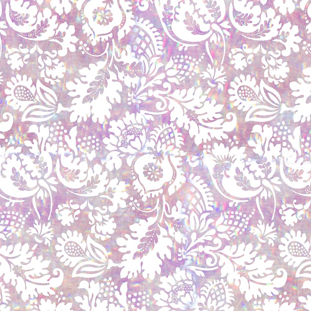 Pink nature holographic pattern remix from artwork by William Morris