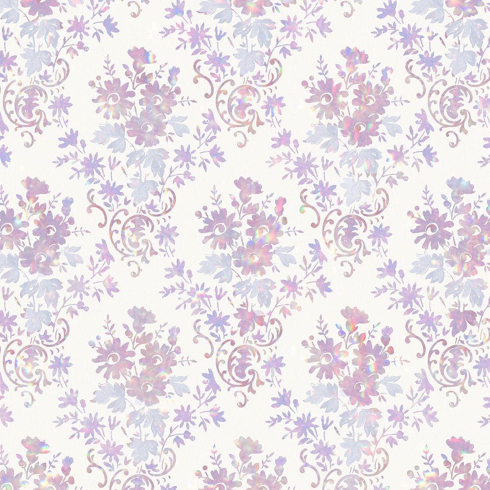 Pink flower holographic pattern remix from artwork by William Morris