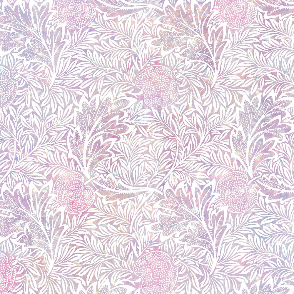 Nature holographic pattern remix from artwork by William Morris
