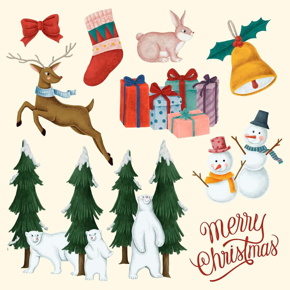 Christmas vibe festive holiday vector hand drawn set