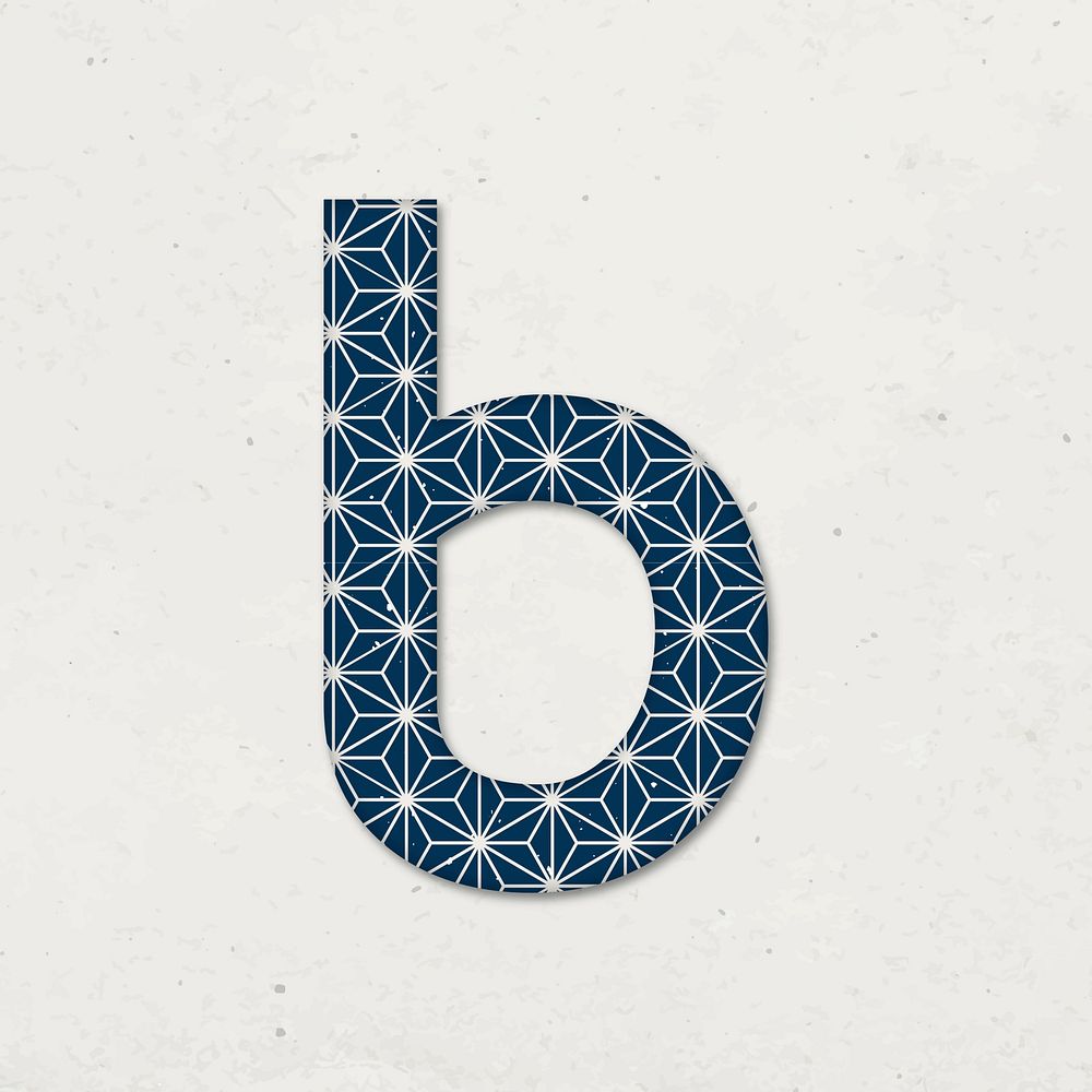 Japanese asanoha pattern letter b vector typography