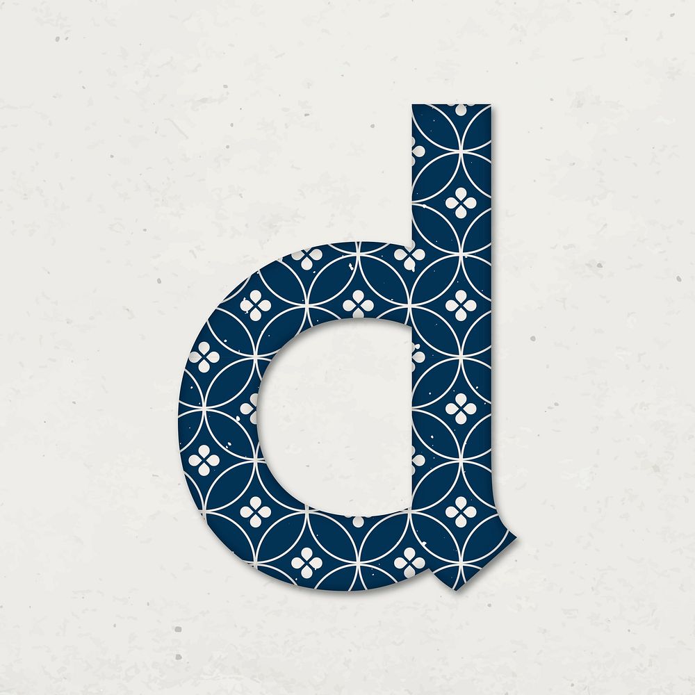 Shippo Japanese pattern letter d vector typography