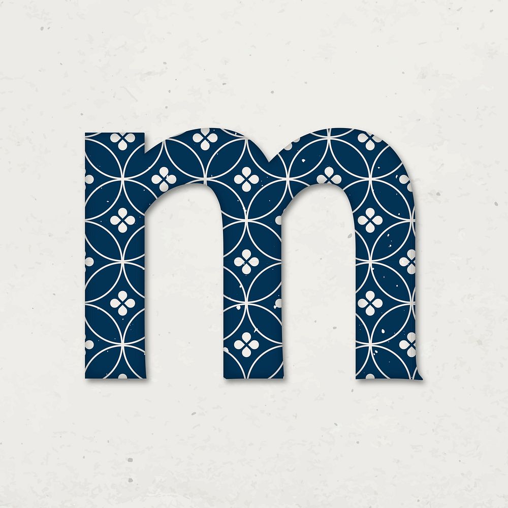 Japanese shippo pattern letter m vector typography