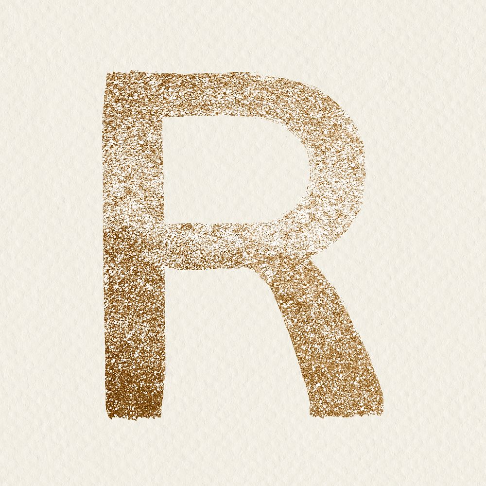 Gold r letter glitter brush psd typeface