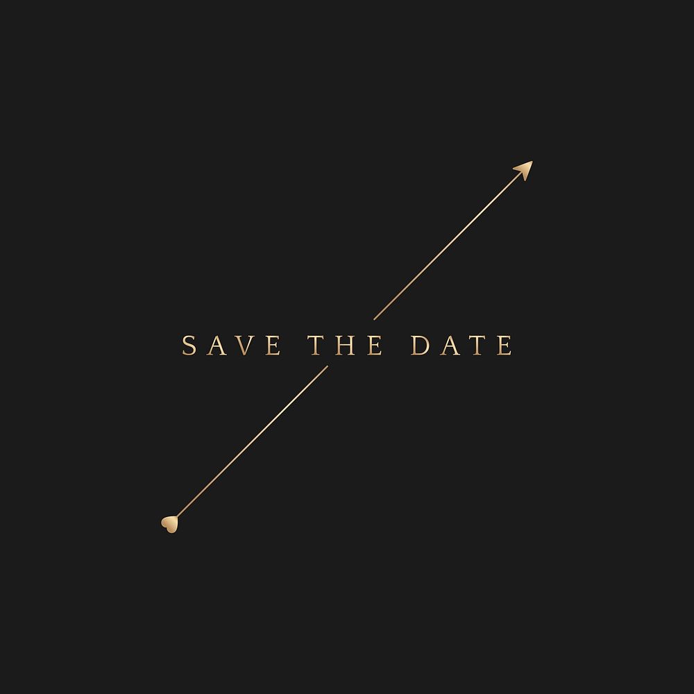 Save the date badge vector wedding invitation golden luxurious arrow