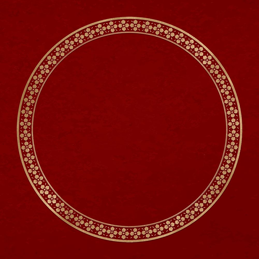 Chinese frame sakura vector pattern gold circle in Chinese New Year theme