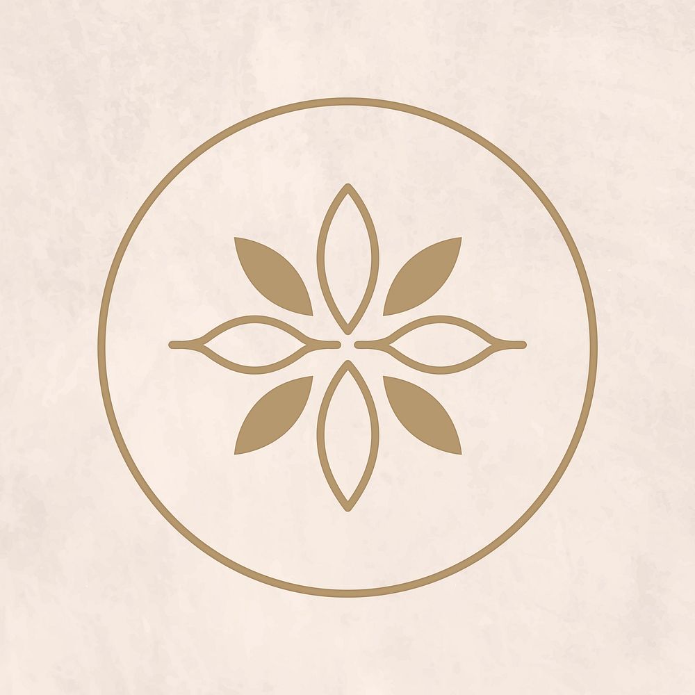 Minimal blooming flower vector logo for health and wellness