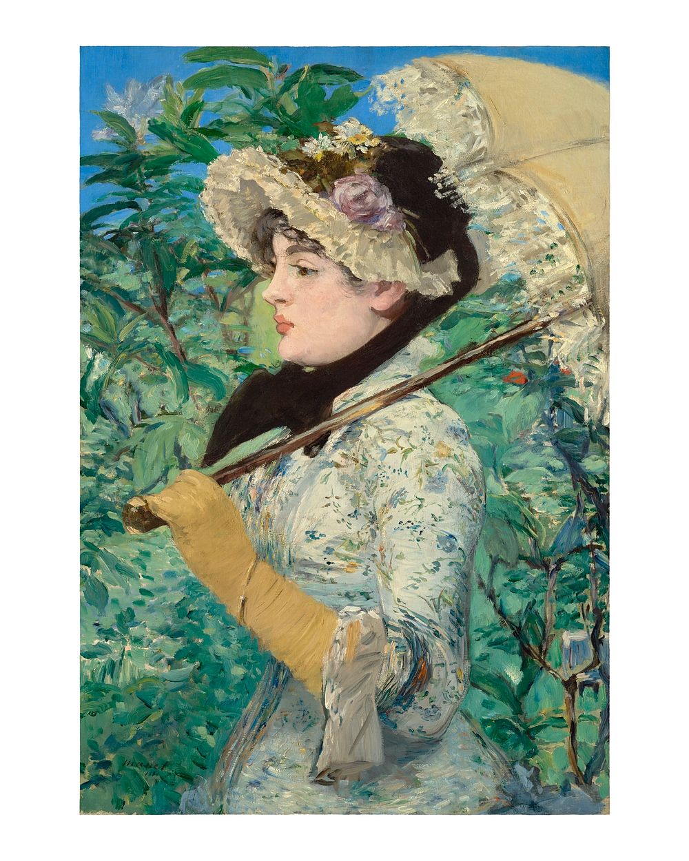 Edouard Manet woman painting, vintage impressionism Jeanne Spring wall art decor