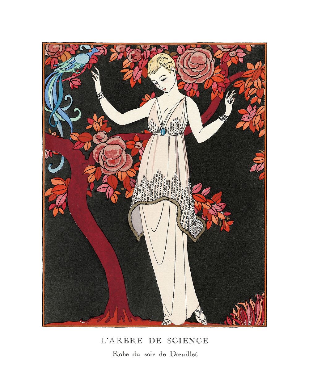 Flapper era poster, art deco fashion illustration remix from the artwork of George Barbier