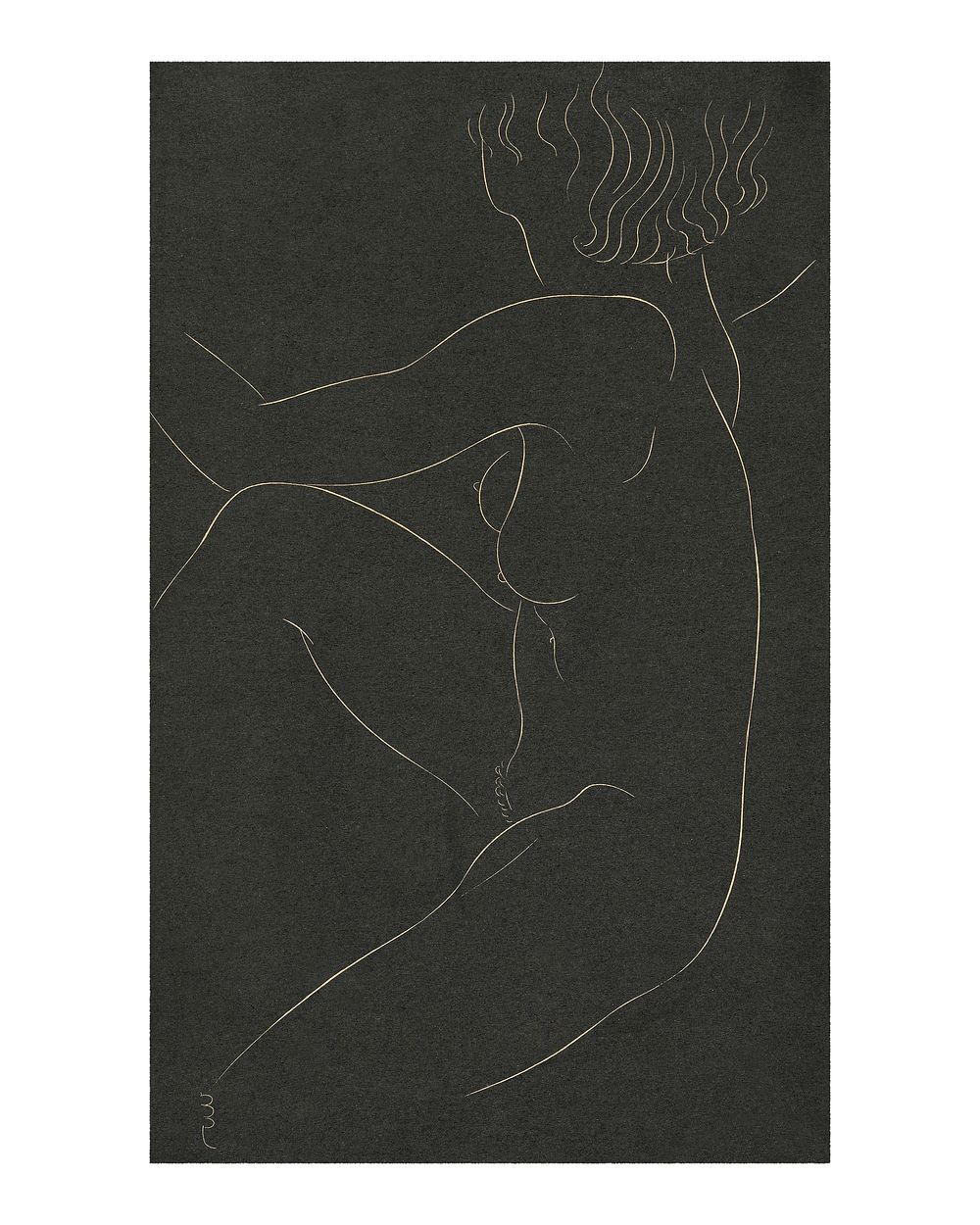 Woman line art poster, vintage drawing remixed from the artwork of Eric Gill