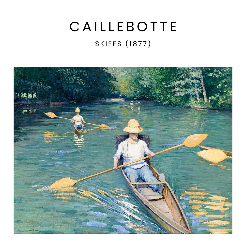 Gustave Caillebotte skiffs art print, famous painting, vintage wall poster