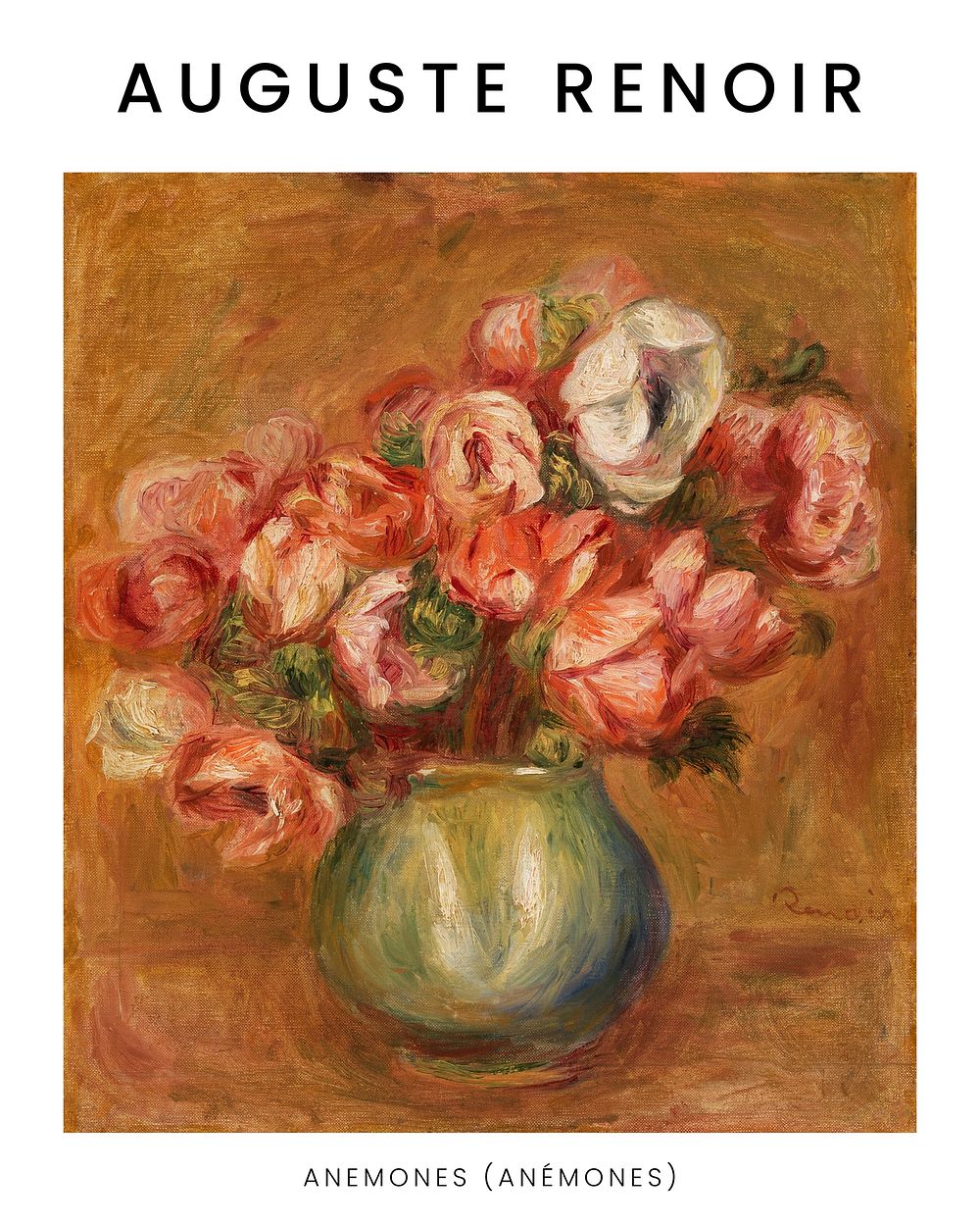 Auguste Renoir Anemones art print, vintage flower painting wall art
