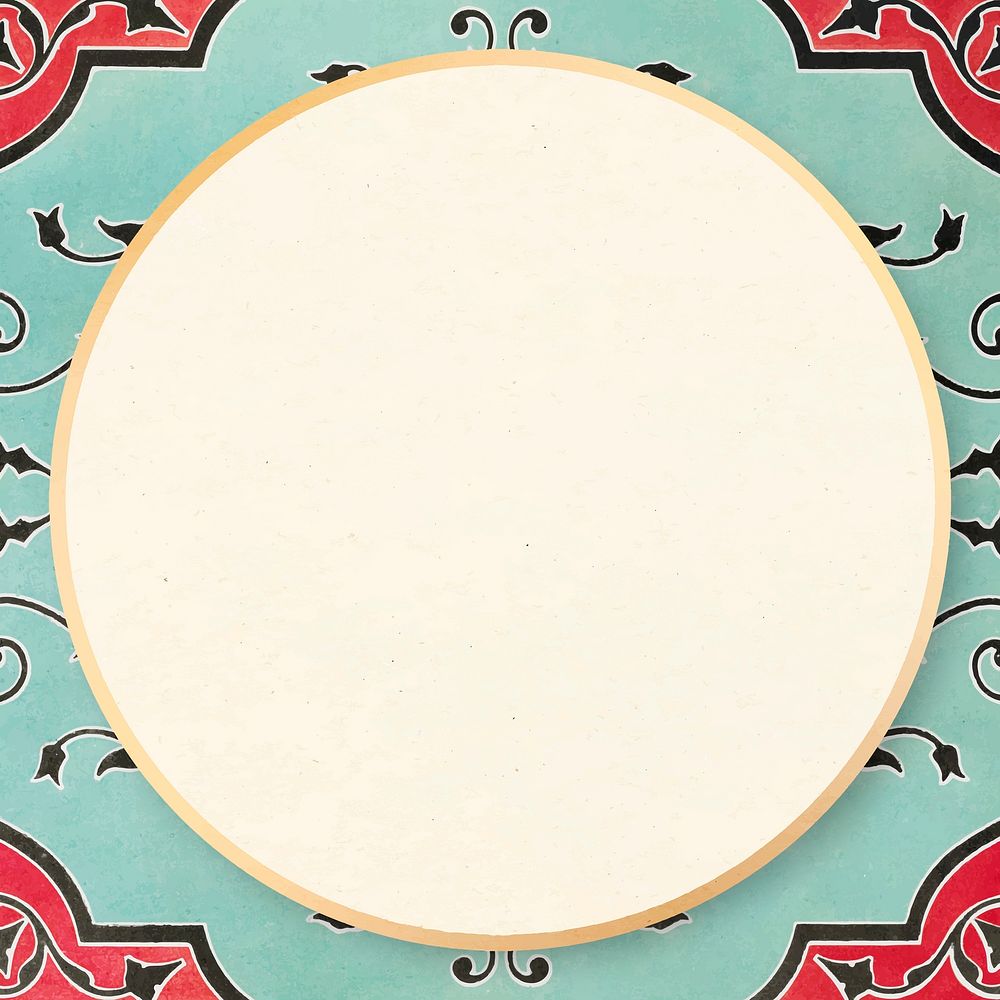 Mint green vintage frame vector ornamental illustration