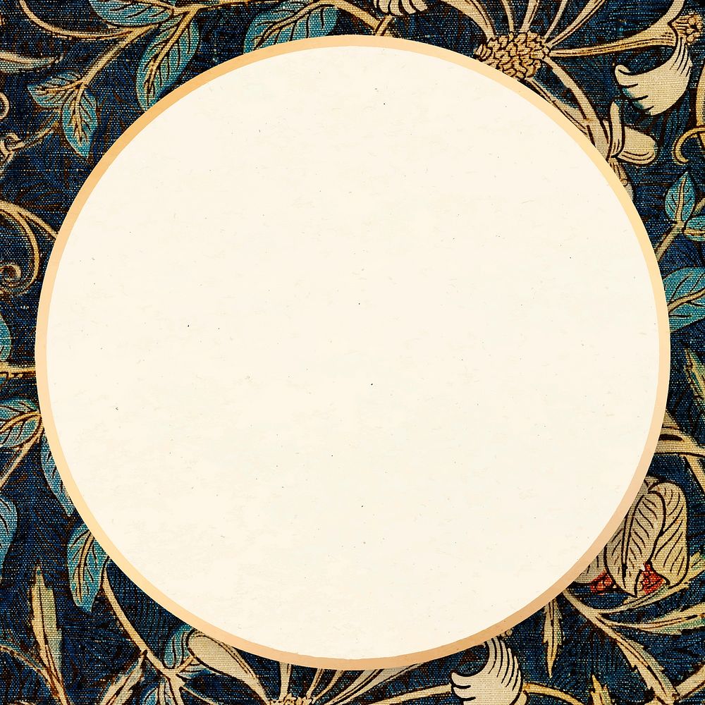 Art nouveau vector honeysuckle flower pattern frames remix from artwork by William Morris