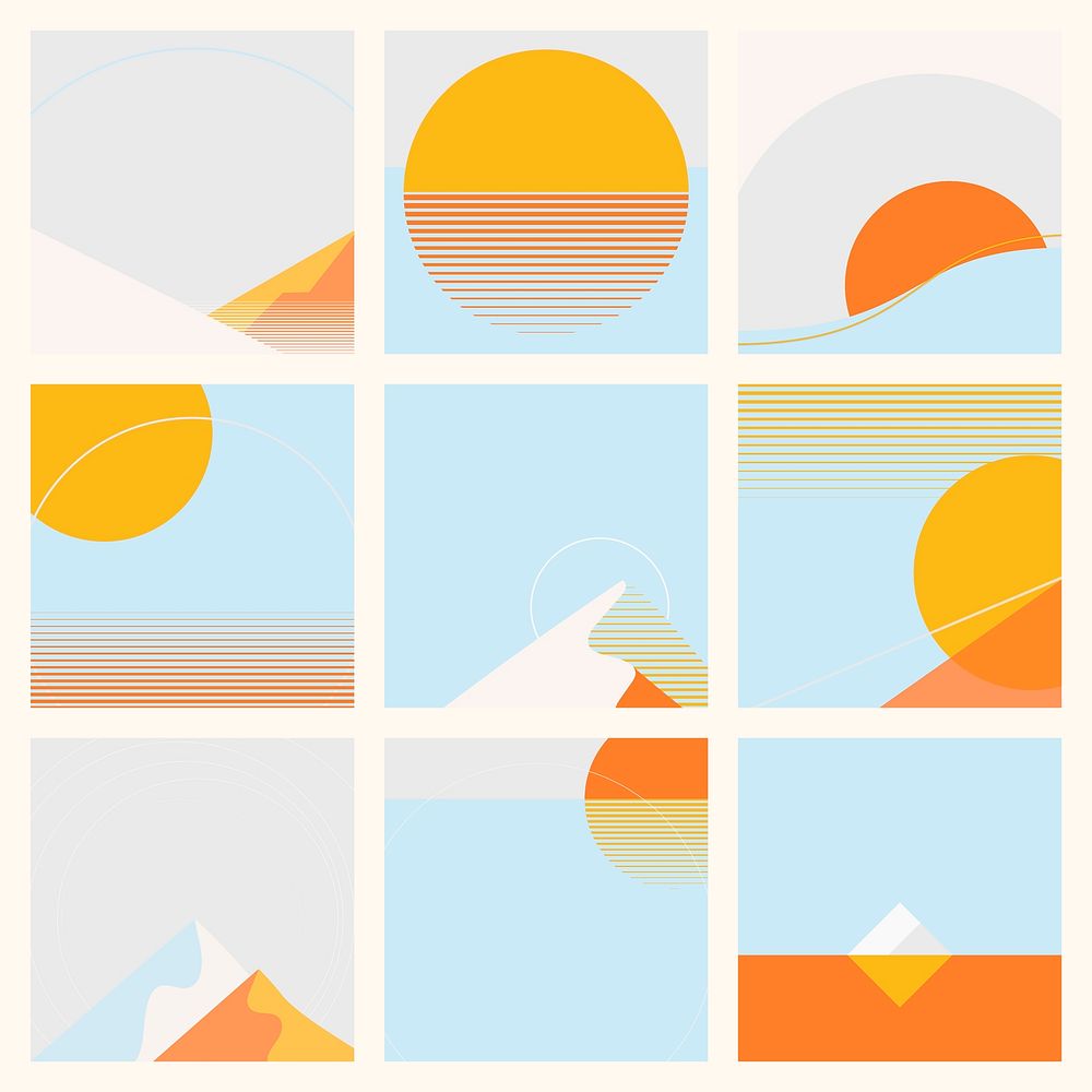 Summer sun geometric background psd collection