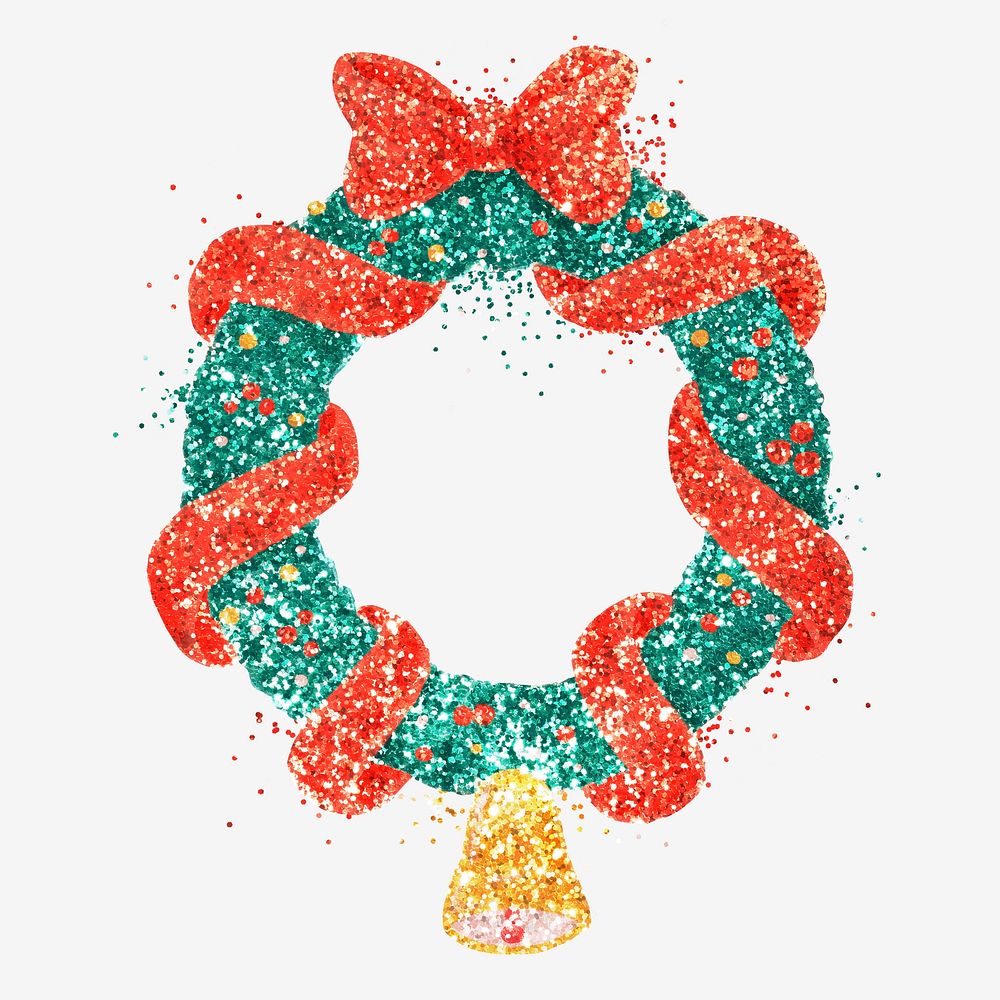 Glitter Christmas wreath drawing illustration