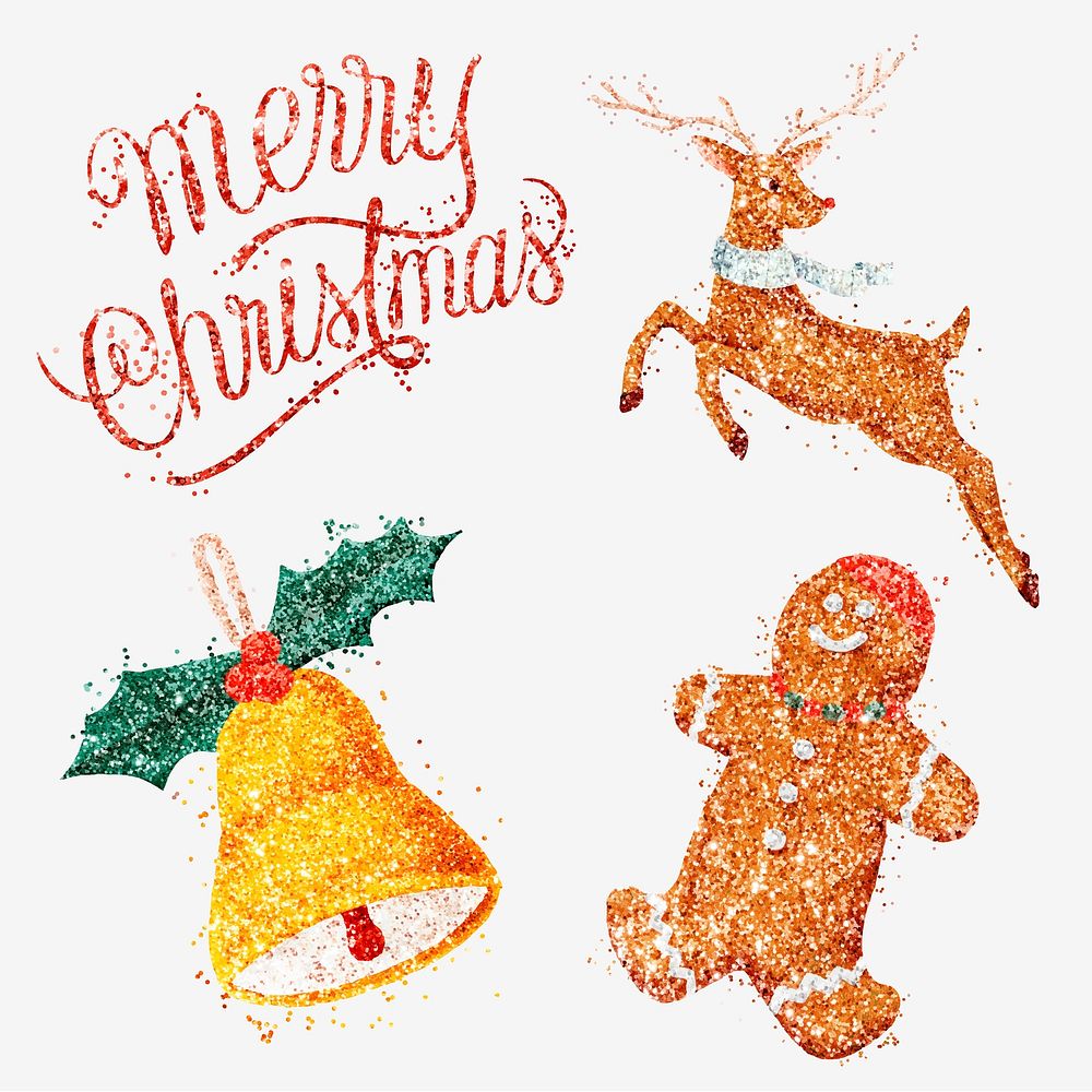 Christmas glitter drawing vector collection