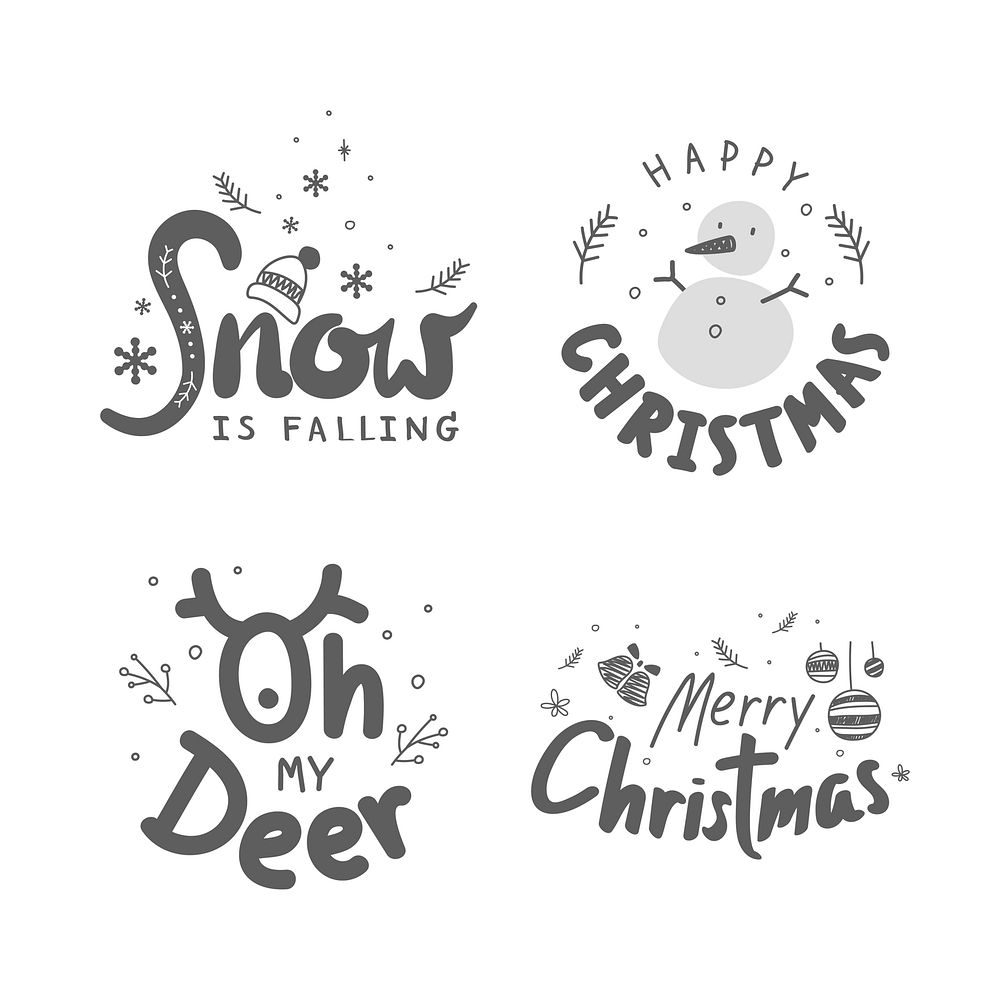 Xmas typography vector festive holiday social media sticker