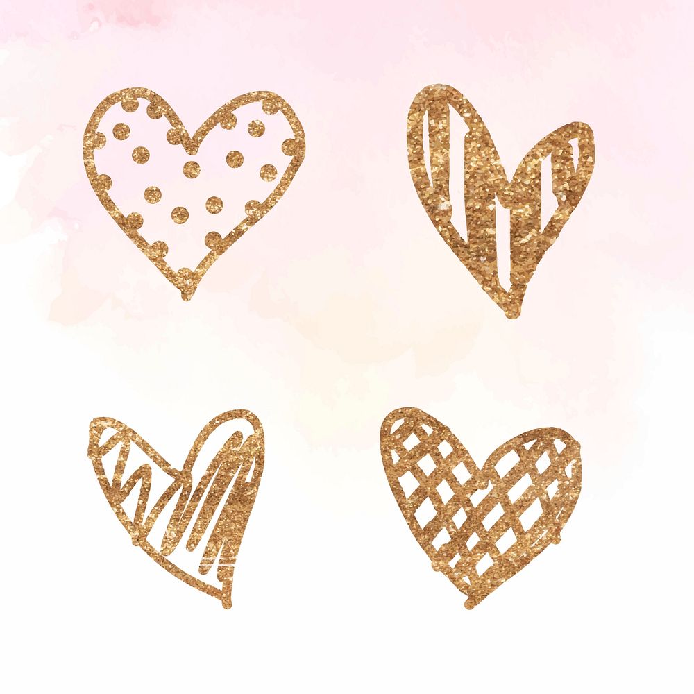 Valentine's day golden heart vector collection