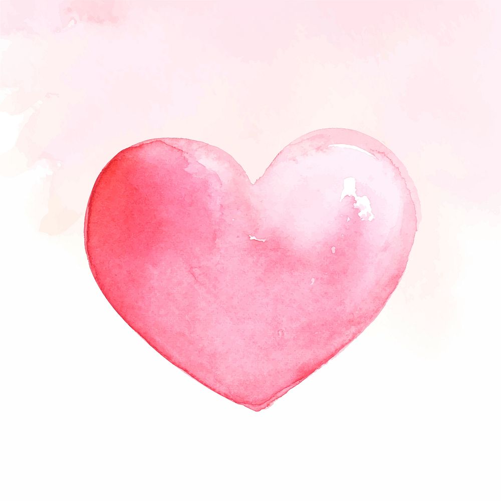 Watercolor pink heart sticker psd valentine's day