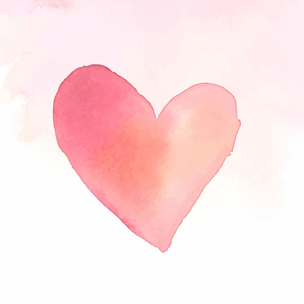 Pink watercolor heart icon vector valentine's day edition