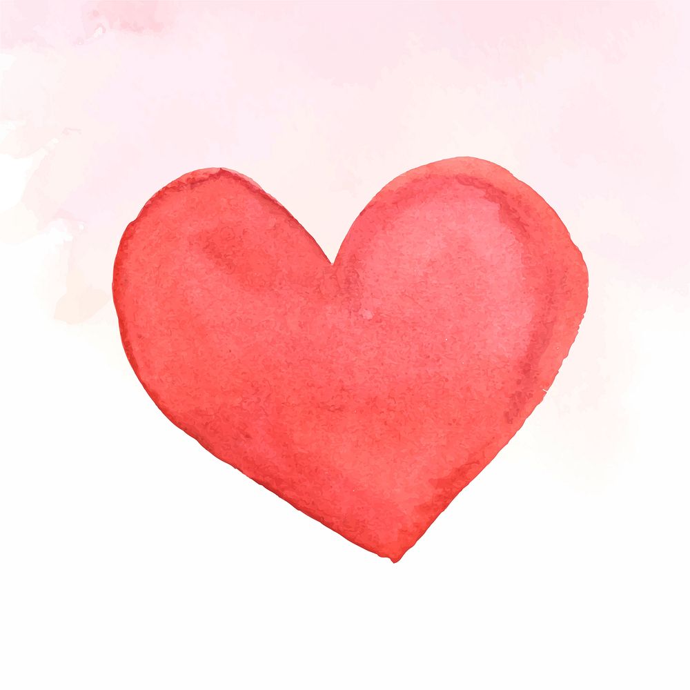 Watercolor pink heart sticker psd valentine's day