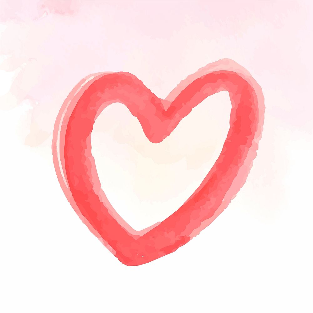 Watercolor pink heart sticker psd valentine's day