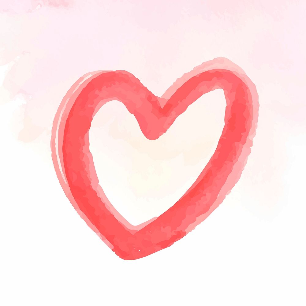 Red watercolor vector heart icon 