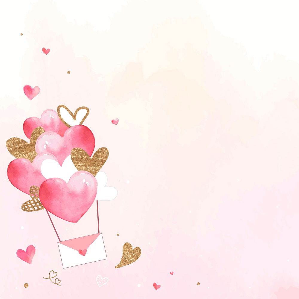 Pink valentine&rsquo;s background vector with flying love letter