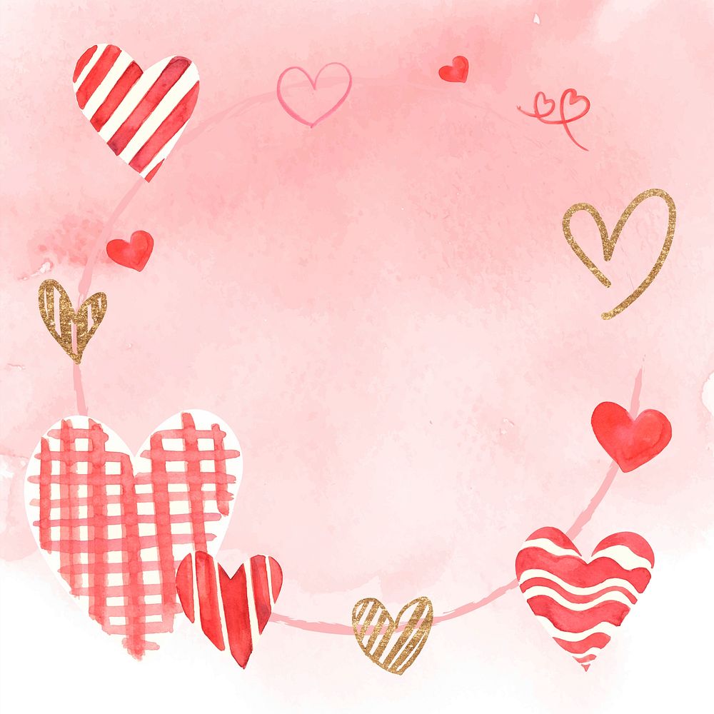 Romantic Valentine’s Day frame vector in watercolor