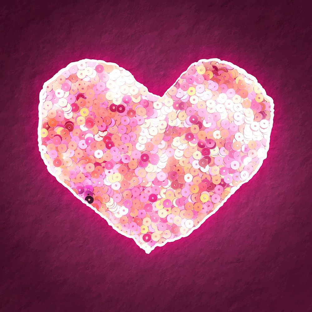 Pink sequin heart vector valentine’s sticker