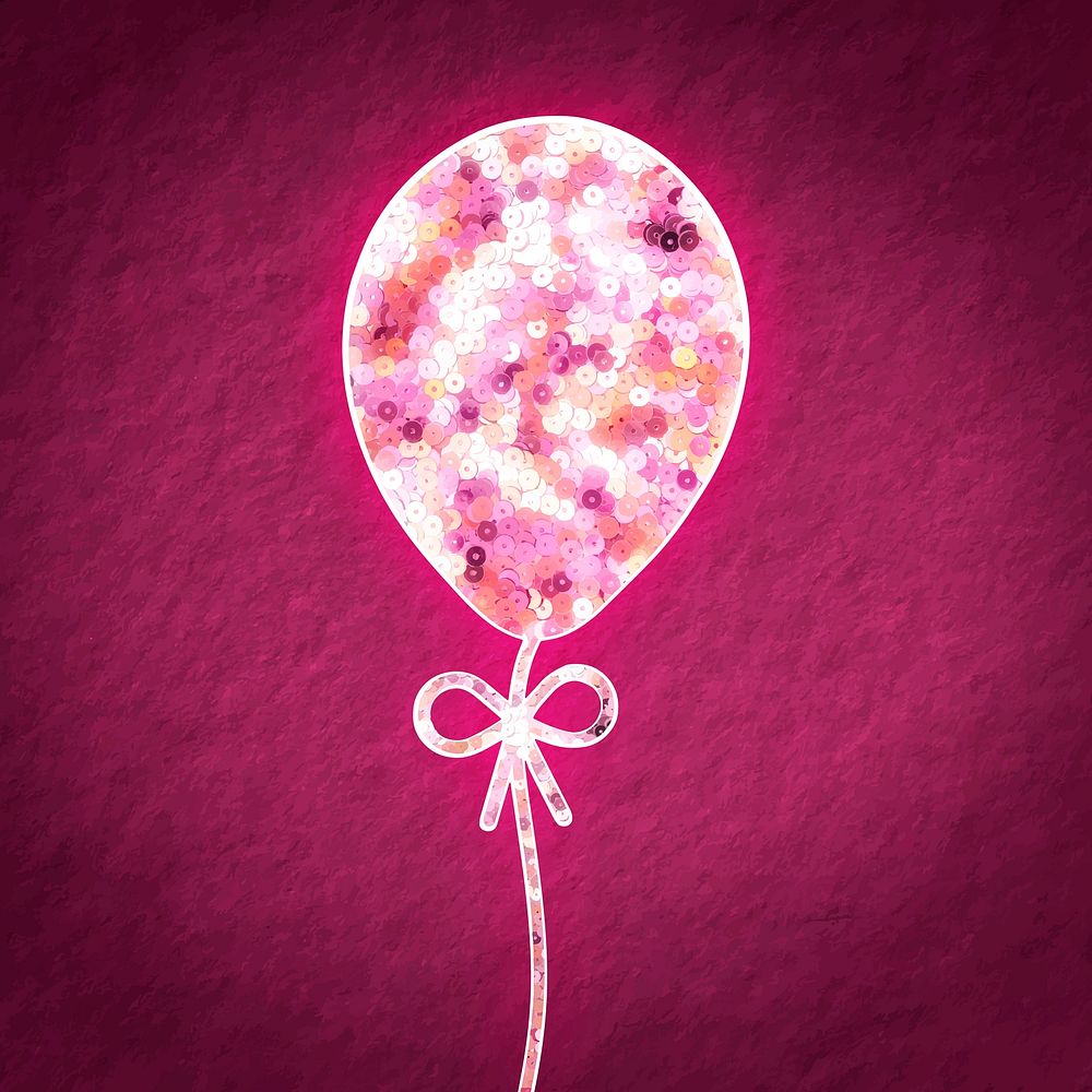 Glittery pink sequin balloon vector Valentine's gift