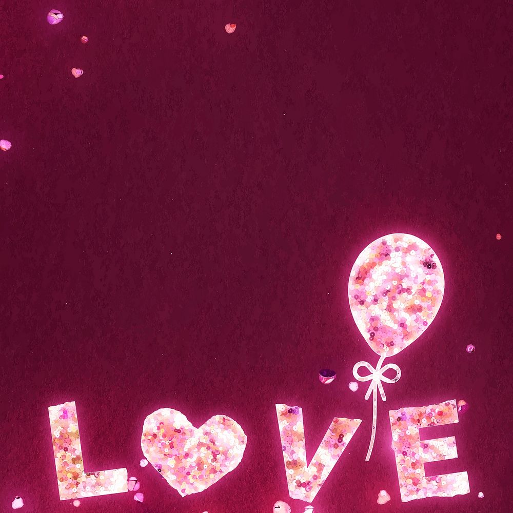 Glittery love border vector Valentine&rsquo;s background