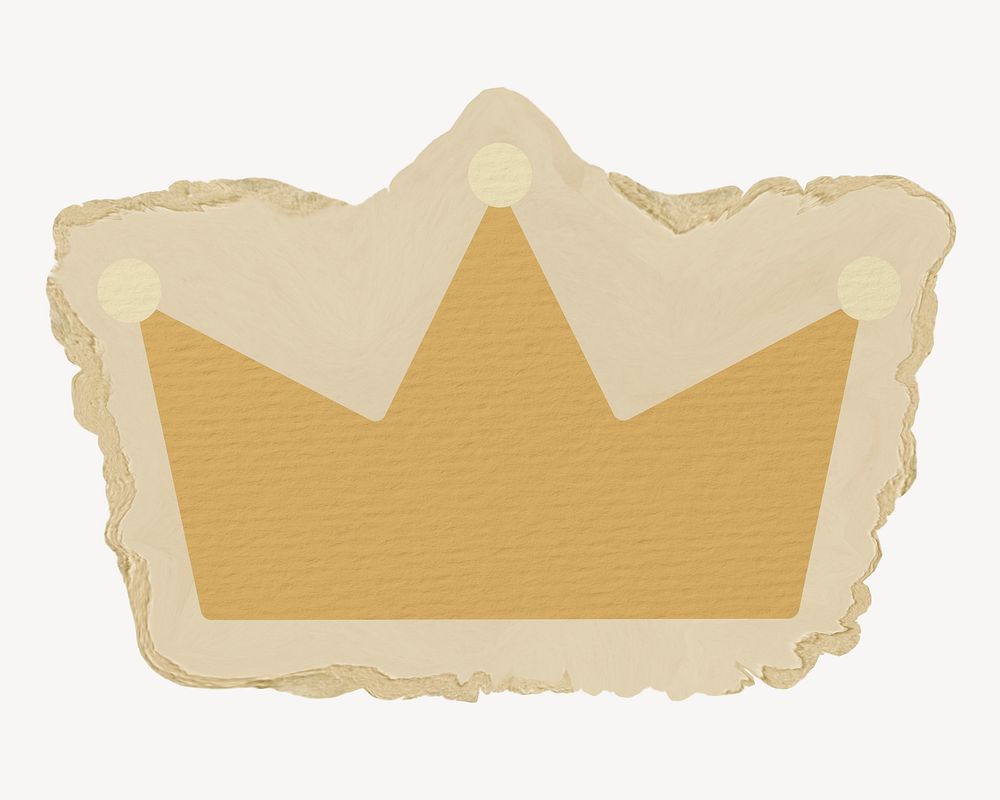 Gold crown, ripped paper collage element