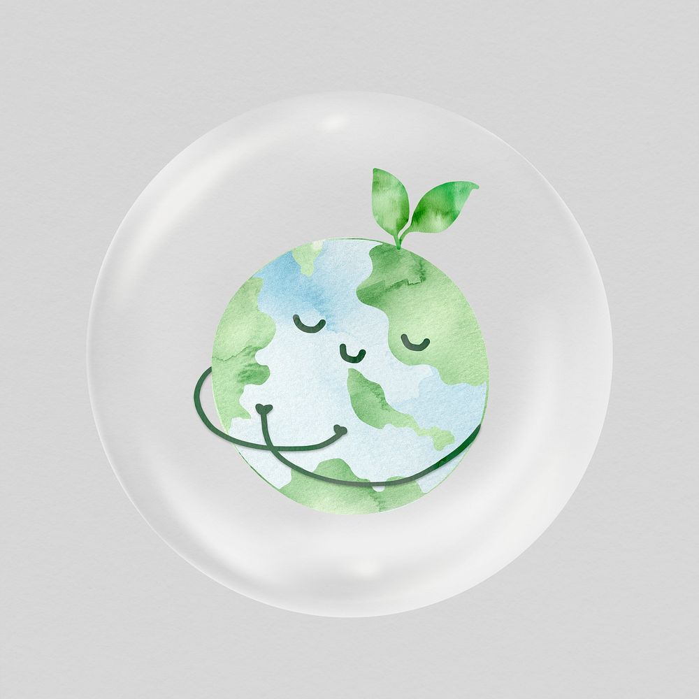 Planet Earth sticker, environment bubble psd