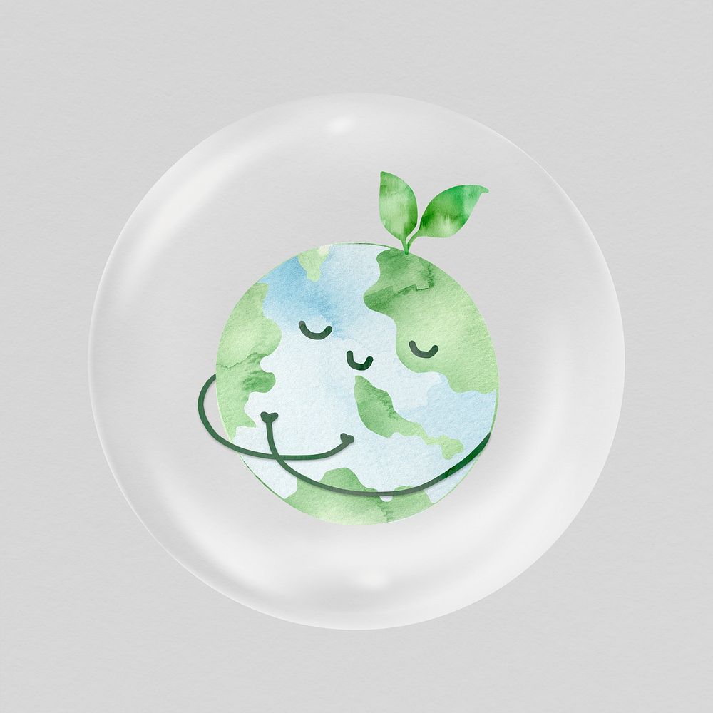 Planet Earth in bubble, environment illustration