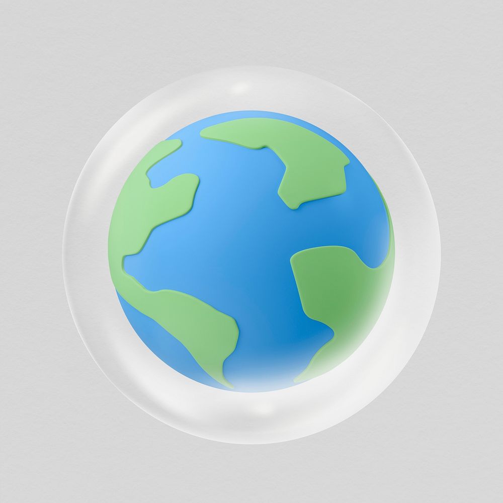 3D globe sticker, environment bubble psd