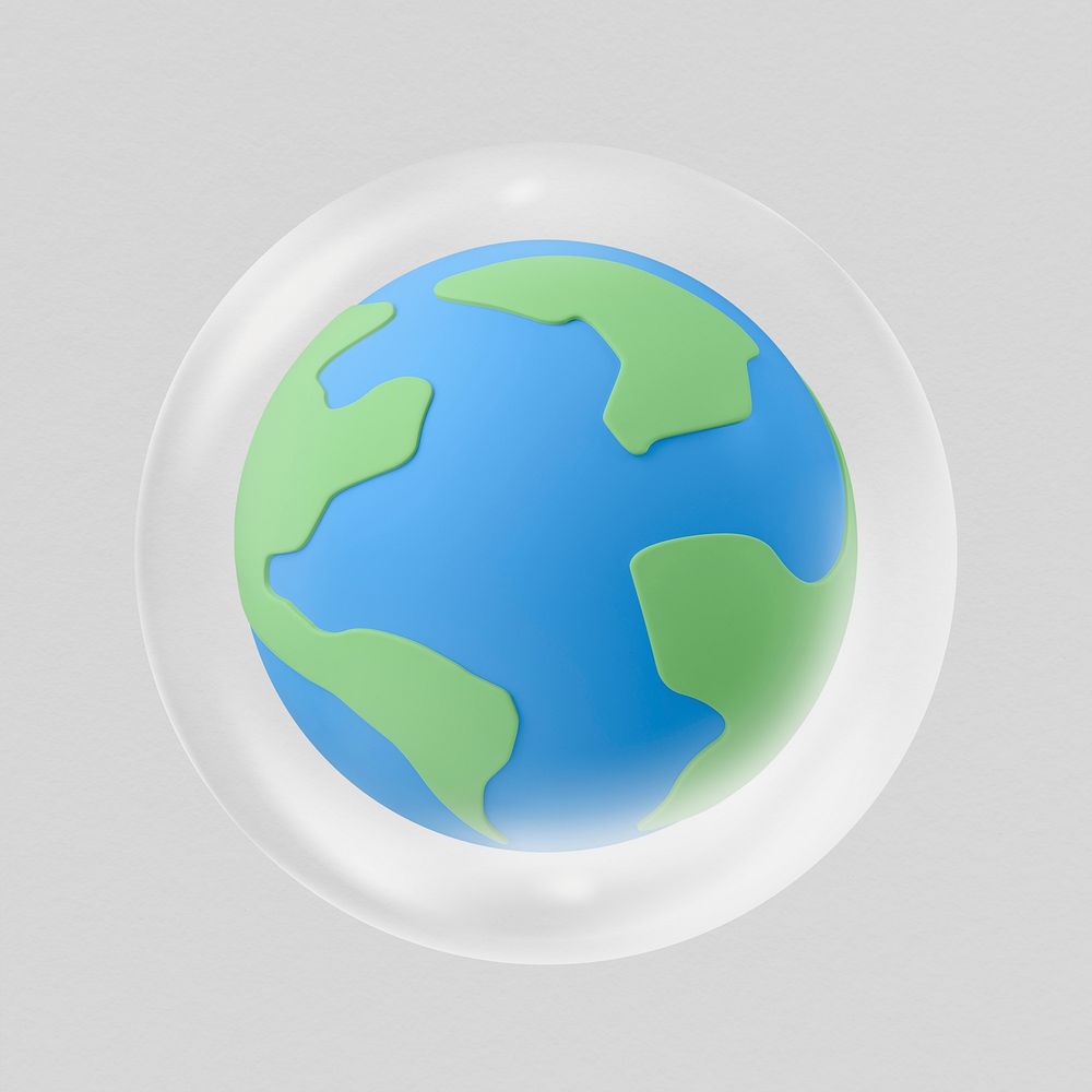 3D globe in bubble, environment concept art