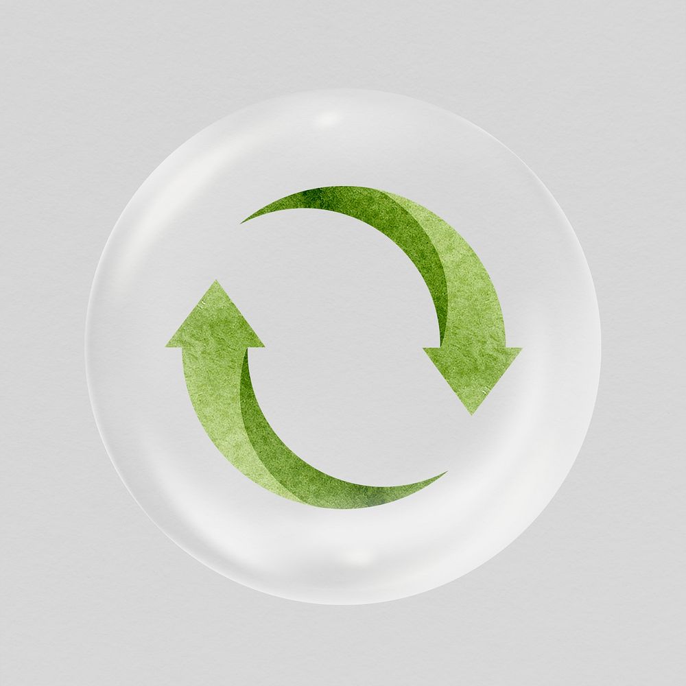 Recycle symbol sticker, environment icon in bubble psd