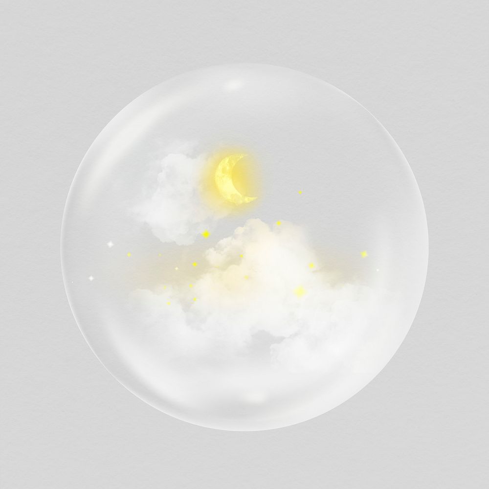 Night sky sticker, weather bubble concept art psd