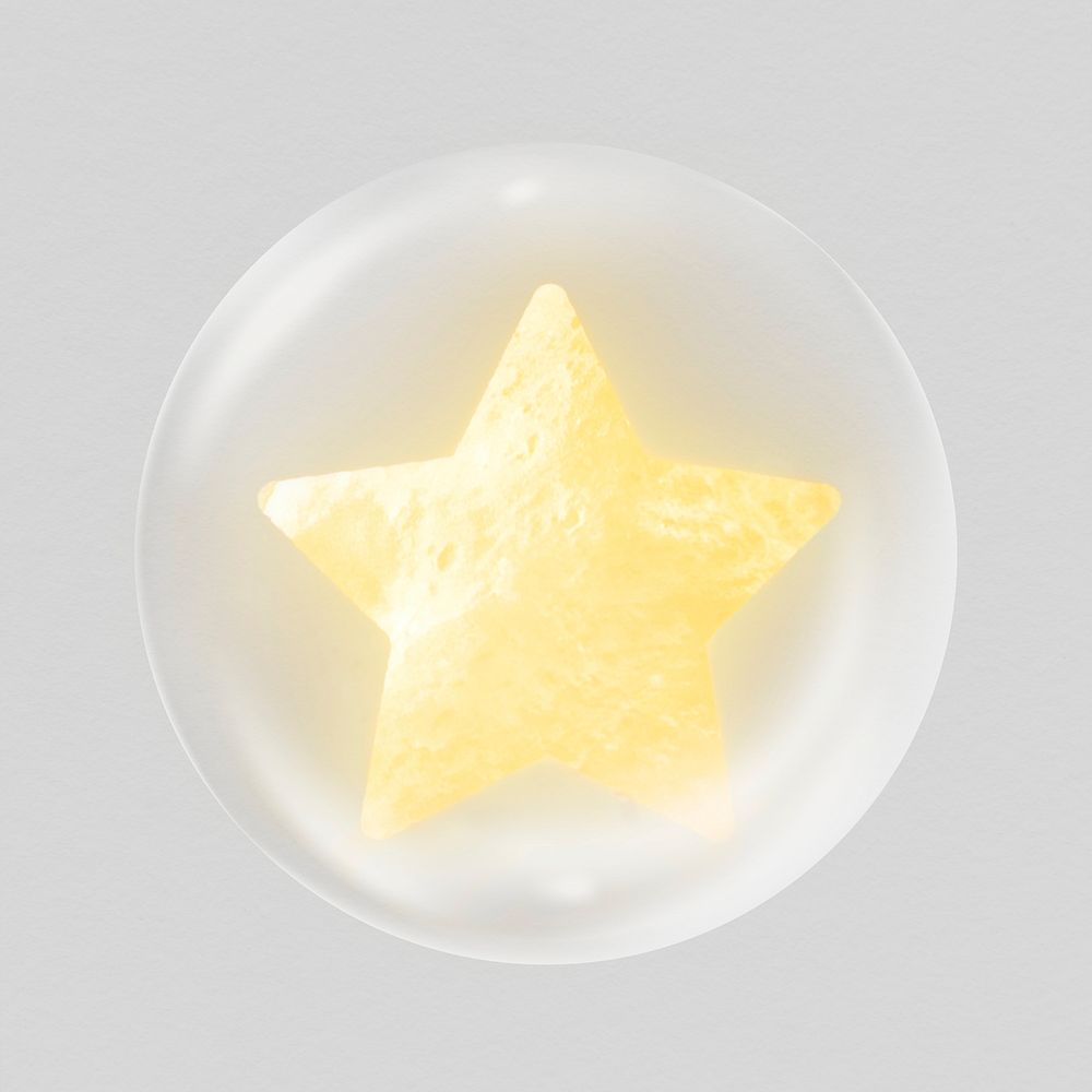 Glowing star icon sticker, bubble graphic psd