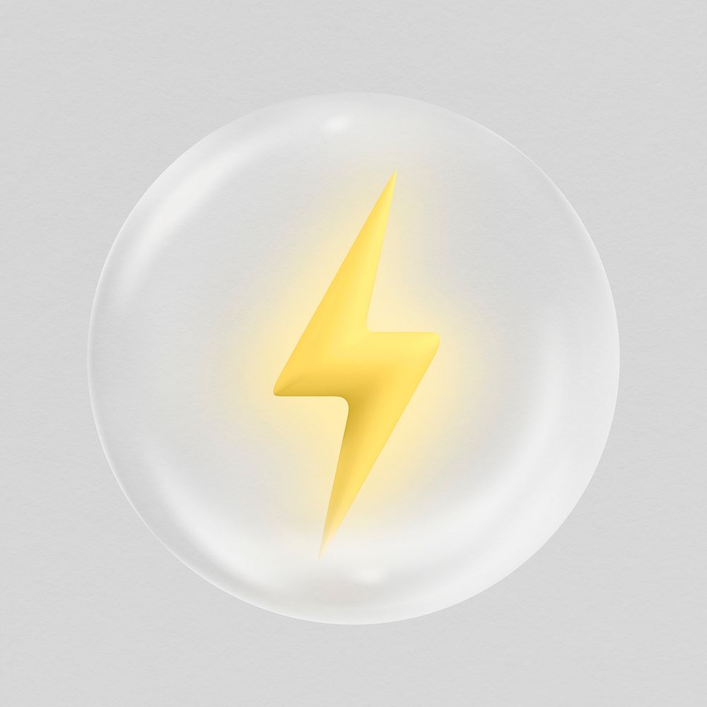 3D lightning bolt, electricity, power, environment icon