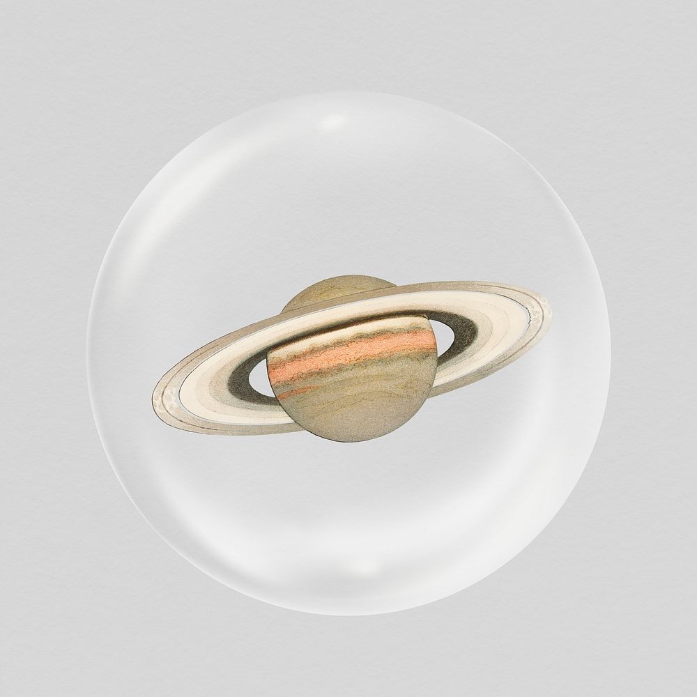 Planet Saturn sticker, galaxy bubble, astronomy graphic psd