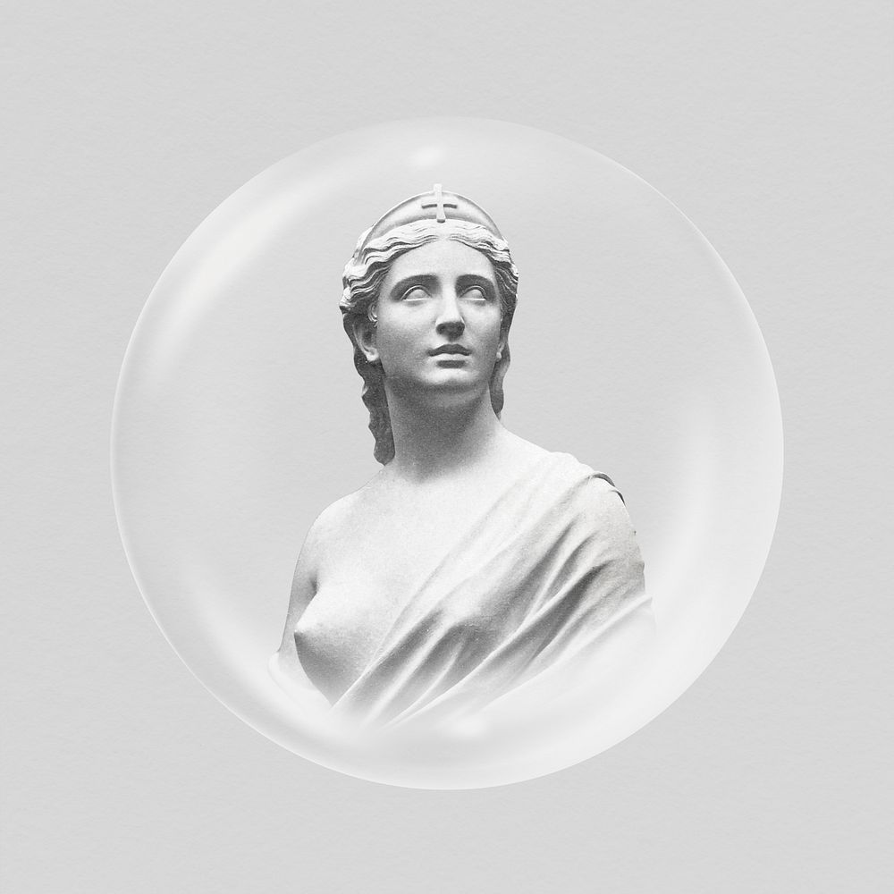 Artemis goddess statue, Greek mythology bubble