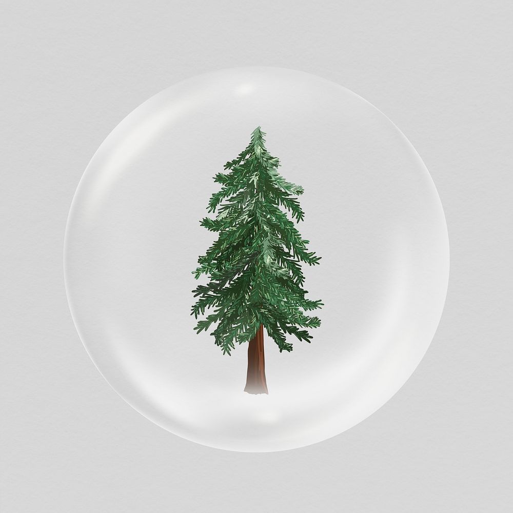 Christmas tree in bubble sticker, nature concept art psd