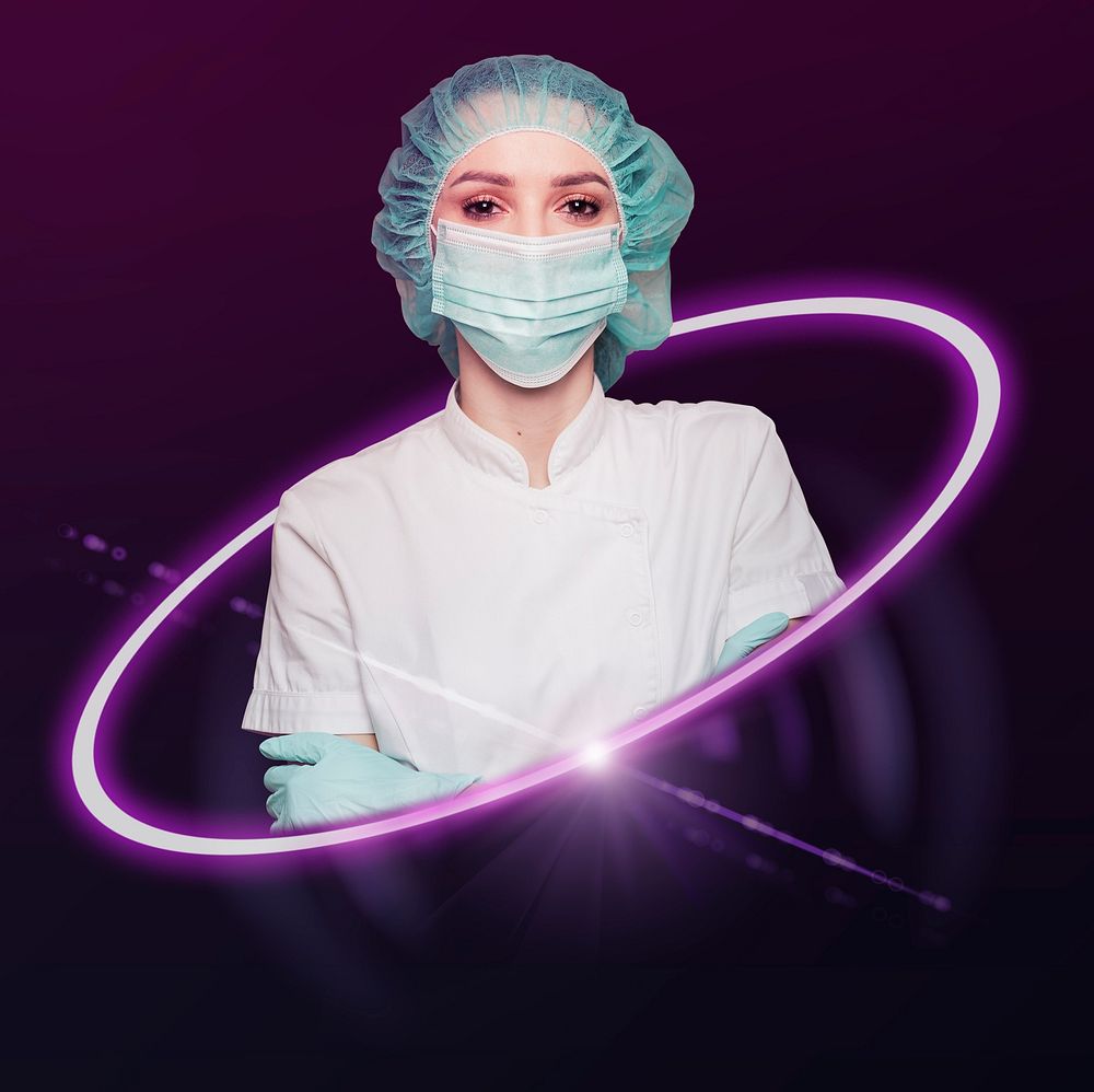 Surgical doctor, medical tech graphic