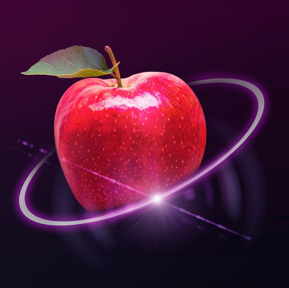 Healthy apple, wellness and technology graphic