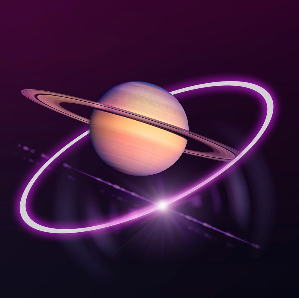 Digital saturn, outer space technology graphic